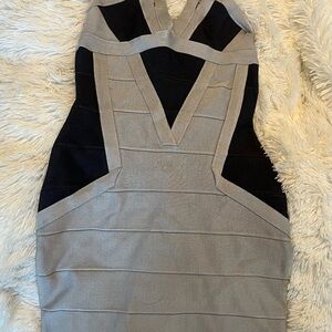 Black and gray bodycon dress